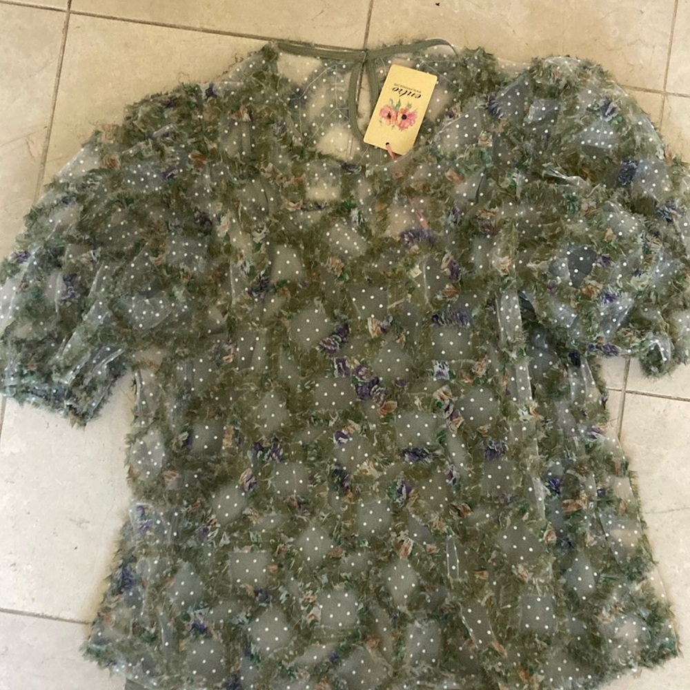 Sheer Green Floral Top